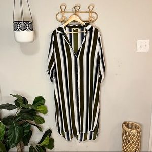 Gianni Bini Striped Button Down Shirt Dress Sz 10